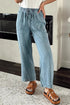 Mineral Wash Drawstring Waist Loose Straight Denim Pants